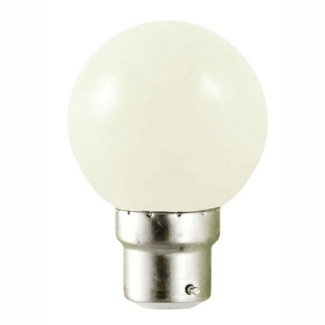 [L-02460] Ampoule LED sphérique B22 1W BLANC 230V couleur