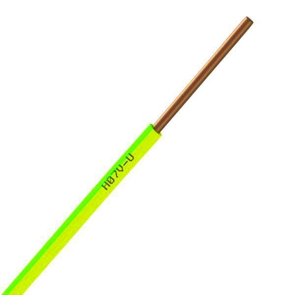 Fil Électrique H07VU 2.5 Rigide Vert-Jaune - Couronne De 100M