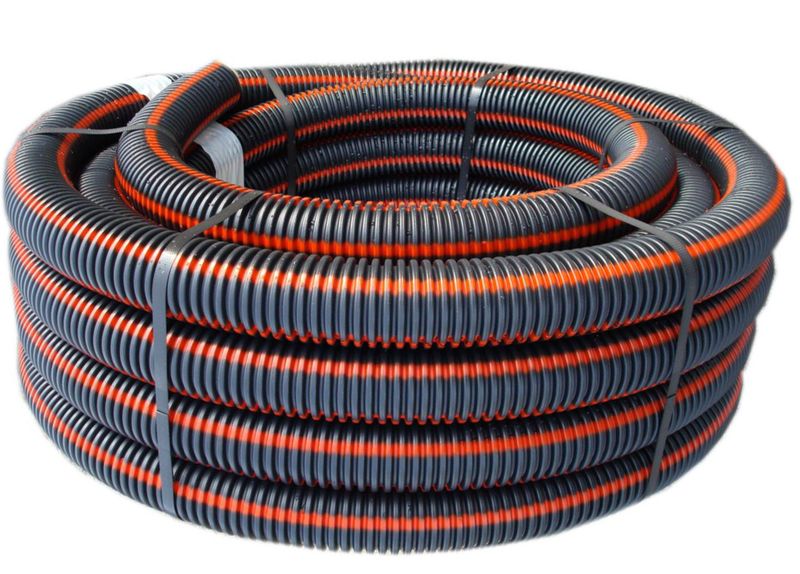 GAINE PE 450N NOIRE 4 BANDES ROUGES Ø160 - couronne 25M