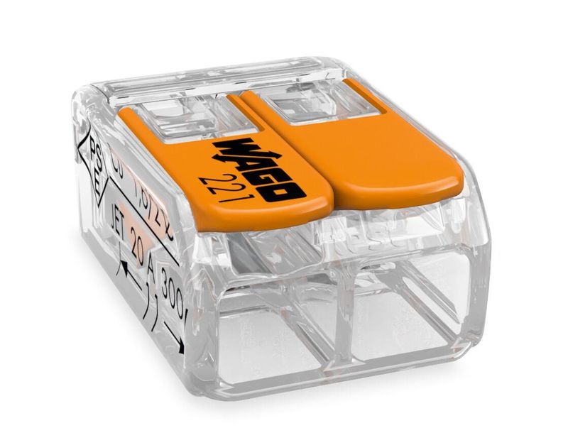 Borne wago 221 mini 2x4mm2 à levier - prix de la boite de 100 elec